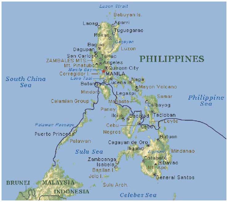 mer des philippines carte du monde